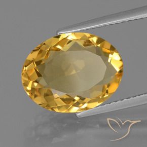 5.26 ct Golden Citrine Stone, Natural Citrine in Oval Facet Shape for Sale