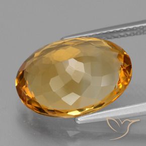 Citrine Gemstone in 14.7 x 11.2 mm Size for Sale, Citrine Stone in Deep Orange-Gold Color