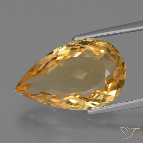 6.71ct Natural Deep Orange-Gold Citrine, Pear Shape, VVS