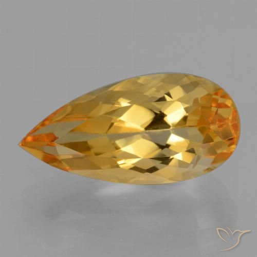 5.54ct Natural Dark Golden Citrine, Pear Shape, VVS