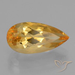 5.54 ct Golden Citrine Stone, Natural Citrine in Pear Facet Shape for Sale