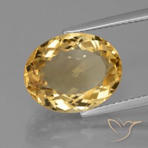 5.49 ct Golden Citrine Stone, Natural Citrine in Oval Facet Shape for Sale