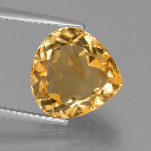 Deep Golden Orange Citrine Gem - 5.6ct Pear Facet (ID: 428398)