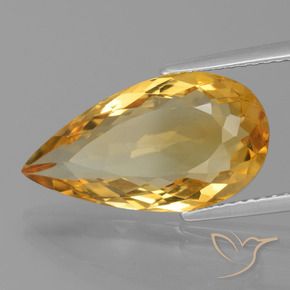 5.78 ct Golden Citrine Stone, Natural Citrine in Pear Facet Shape for Sale