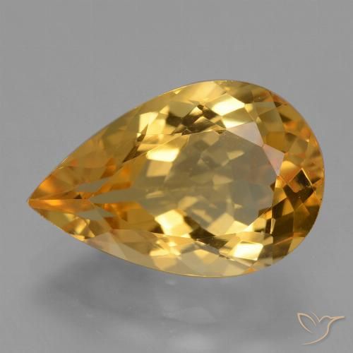 4.62ct Natural Deep Golden Orange Citrine, Pear Shape, VVS