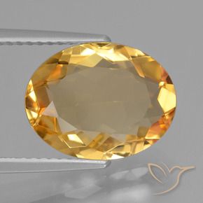 3.76 ct Golden Citrine Stone, Natural Citrine in Oval Facet Shape for Sale