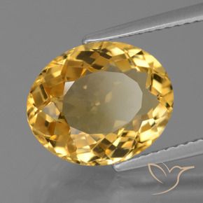 5.02 ct Golden Citrine Stone, Natural Citrine in Oval Facet Shape for Sale