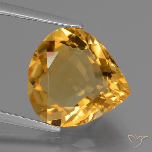 4.99 ct Golden Citrine Gemstone, Citrine Gem in Pear Facet Shape for Sale.