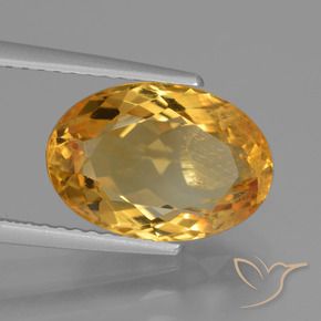 3.72 ct Golden Citrine Stone, Natural Citrine in Oval Facet Shape for Sale