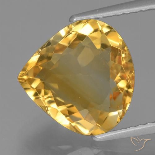 4.08ct Natural Golden Orange Citrine, Pear Shape, VVS