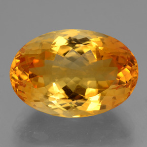 13.46 ct Gold Citrine Gemstone, Citrine Gem in Oval Portuguese-Cut Shape for Sale.