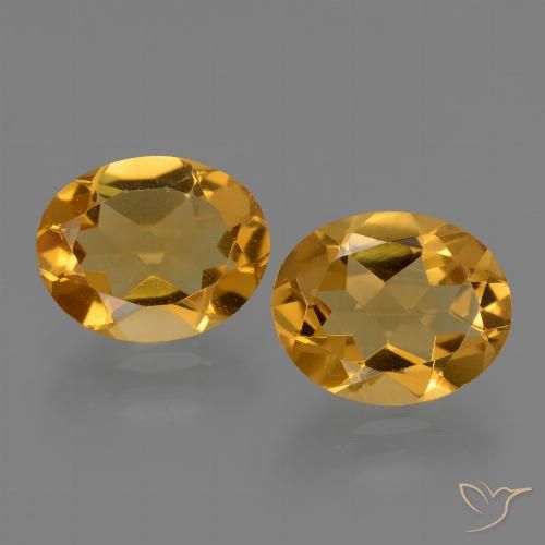 4.02 ctw Golden Citrine Gemstones, Citrine Gems in Oval Facet Shape for Sale.