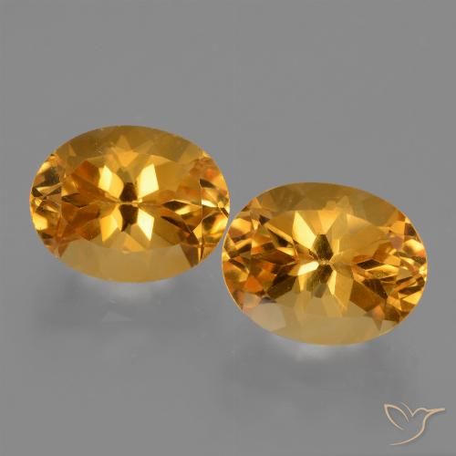 5.86 ctw Golden Citrine Gemstones, Citrine Gems in Oval Facet Shape for Sale.