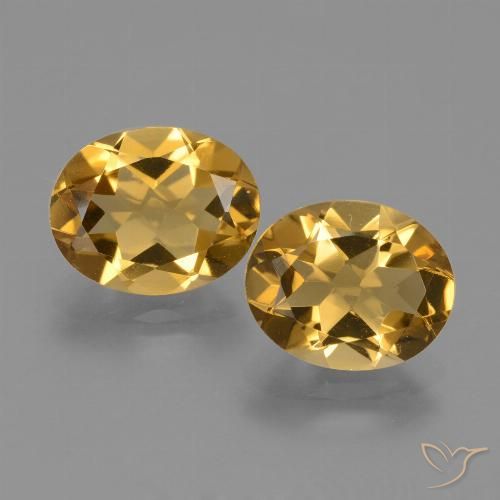 4.40 ctw Golden Citrine Gemstones, Citrine Gems in Oval Facet Shape for Sale.