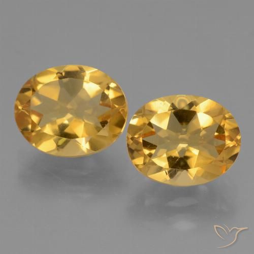 4.94 ctw Golden Citrine Gemstones, Citrine Gems in Oval Facet Shape for Sale.