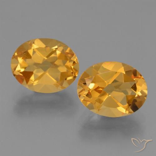 4.94 ctw Golden Citrine Gemstones, Citrine Gems in Oval Facet Shape for Sale.