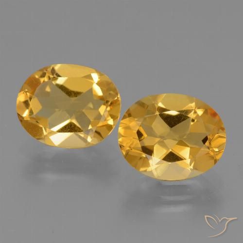 4.37 ctw Golden Citrine Gemstones, Citrine Gems in Oval Facet Shape for Sale.