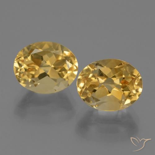 5.89 ctw Golden Citrine Gemstones, Citrine Gems in Oval Facet Shape for Sale.