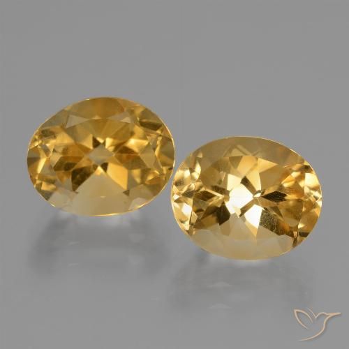5.49 ctw Golden Citrine Gemstones, Citrine Gems in Oval Facet Shape for Sale.