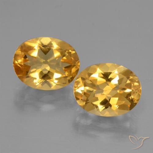 5.21 ctw Golden Citrine Gemstones, Citrine Gems in Oval Facet Shape for Sale.