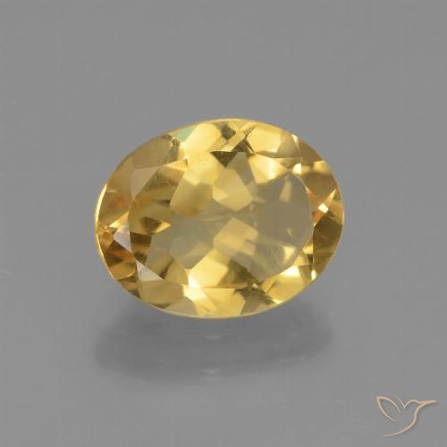 2.07 ct Golden Citrine Gemstone, Citrine Gem in Oval Facet Shape for Sale.