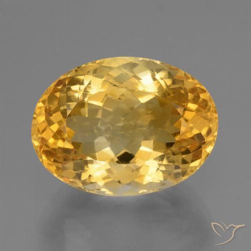 Золотисто-оранжевый Цитрин Камень - 15.9ct Фасетный Овал (ID: 443583)