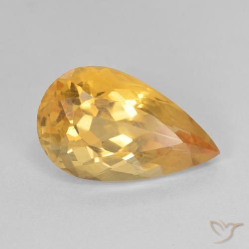 5.83ct Natural Dark Golden Citrine, Pear Shape, VVS