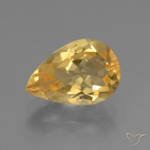 2.29ct Natural Deep Golden Orange Citrine, Pear Shape, VVS