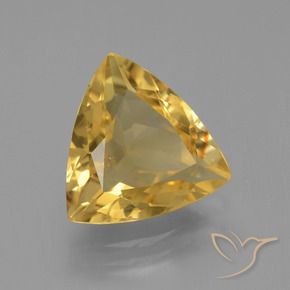 3.69 ct Golden Citrine Stone, Natural Citrine in Trillion Facet Shape for Sale