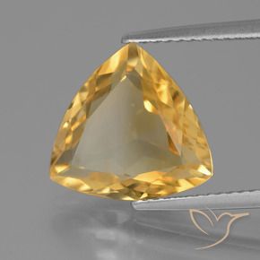 4.34 ct Golden Citrine Stone, Natural Citrine in Trillion Facet Shape for Sale