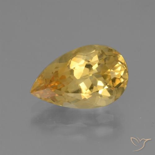 3.12ct Natural Medium-Dark Golden Citrine, Pear Shape, VVS