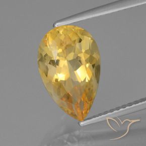 3.12 ct Golden Citrine Stone, Natural Citrine in Pear Facet Shape for Sale