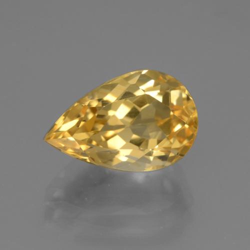 Medium-Dark Golden Цитрин Камень - 3.7ct Фасетная Груша (ID: 445537)