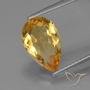 2.80 ct Golden Citrine Stone, Natural Citrine in Pear Facet Shape for Sale