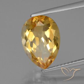 3.46 ct Golden Citrine Stone, Natural Citrine in Pear Facet Shape for Sale