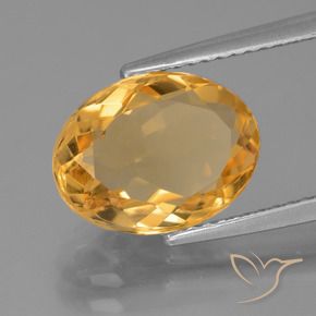 3.45 ct Golden Citrine Stone, Natural Citrine in Oval Facet Shape for Sale