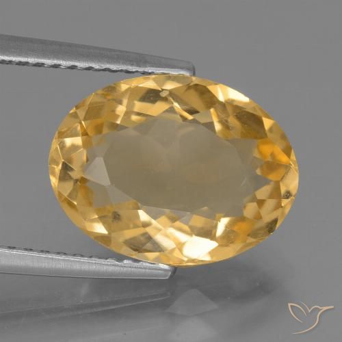 4.39ct Natural Medium Gold Citrine, Oval, VVS-VS