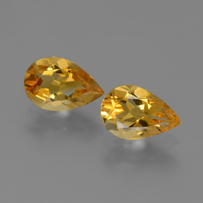2.07 ctw Golden Citrine Gemstones, Citrine Gems in Pear Facet Shape for Sale.