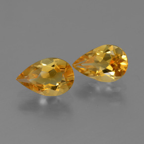 2.07 ctw Golden Citrine Stones, Natural Citrine in Pear Facet Shape for Sale