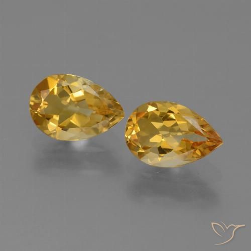 2.08 ct Yellow Citrine, 8.8 x 5.9 mm Pear Cut From Brazil, Photo A
