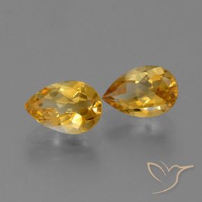 2.08 ctw Golden Citrine Stones, Natural Citrine in Pear Facet Shape for Sale