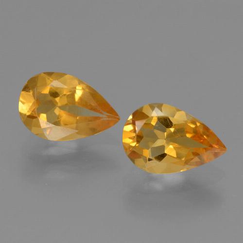 Dark Golden Citrine Gem - 1ct Pear Facet (ID: 446545)