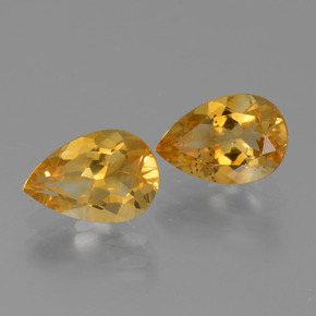 2.21 ctw Golden Citrine Stones, Natural Citrine in Pear Facet Shape for Sale