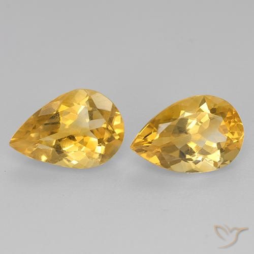 2.34 ct Yellow Citrine, 8.8 x 5.9 mm Pear Cut From Brazil, Photo A
