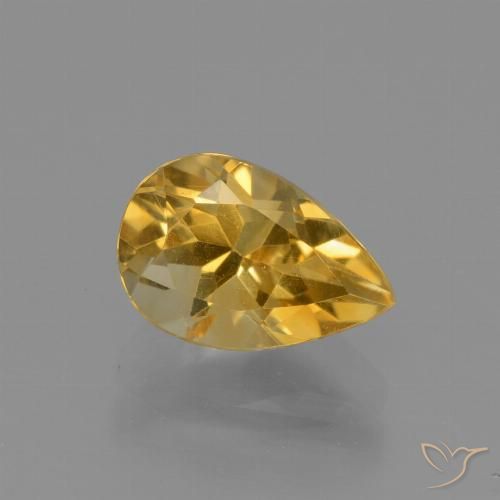 1.27 ct Golden Citrine Gemstone, Citrine Gem in Pear Facet Shape for Sale.