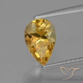 1.27 ct Golden Citrine Stone, Natural Citrine in Pear Facet Shape for Sale