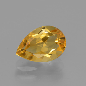 Dark Golden Citrine Gem - 1.4ct Pear Facet (ID: 446601)