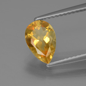 1.06 ct Yellow Citrine Stone, Natural Citrine in Pear Facet Shape for Sale