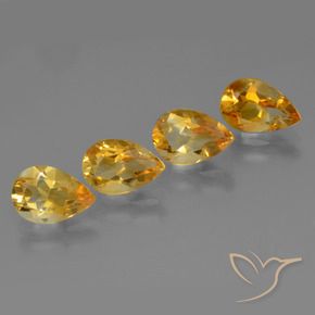 4.42 ctw Golden Citrine Stones, Natural Citrine in Pear Facet Shape for Sale