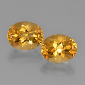 5.21 ctw Yellow Citrine Gemstones, Citrine Gems in Oval Facet Shape for Sale.